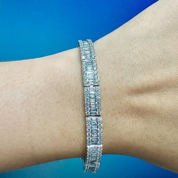 7.10 Carat Natural Diamond Bracelet F-G VS-SI 14K White Gold 7''
